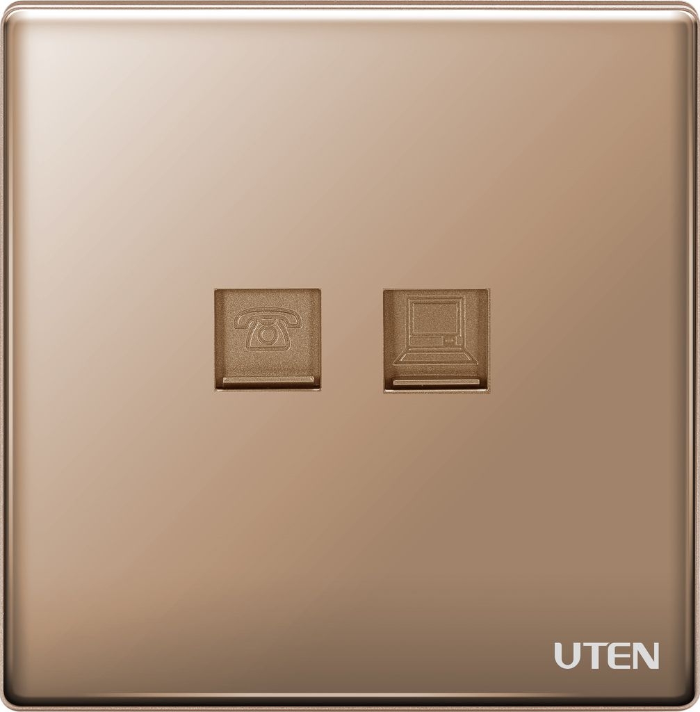 Bộ ổ cắm điện thoại + mạng màu vàng Z9 Uten (Z9TELPC)