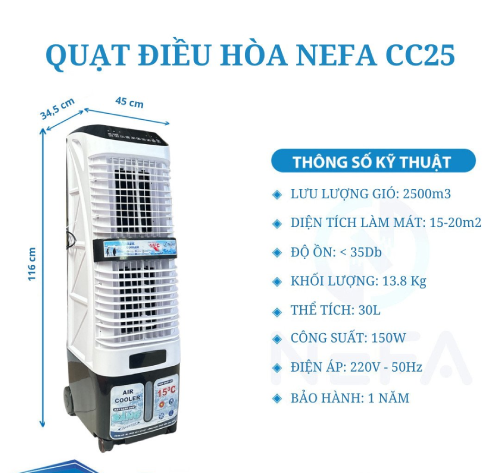 Quạt điều hòa hơi nước Nefa CC25 cơ