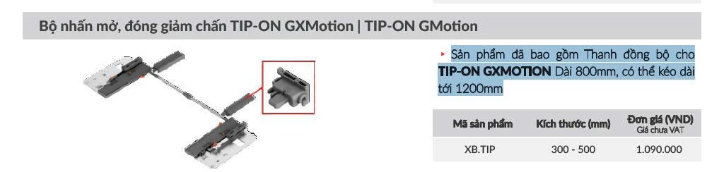 Bộ nhấn mở, đóng giảm chấn TIP-ON GXMotion XB.TIP