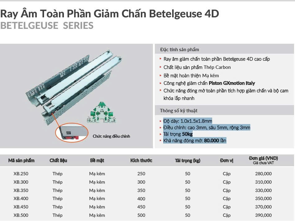 Ray Âm Toàn Phần Giảm Chấn XB.350