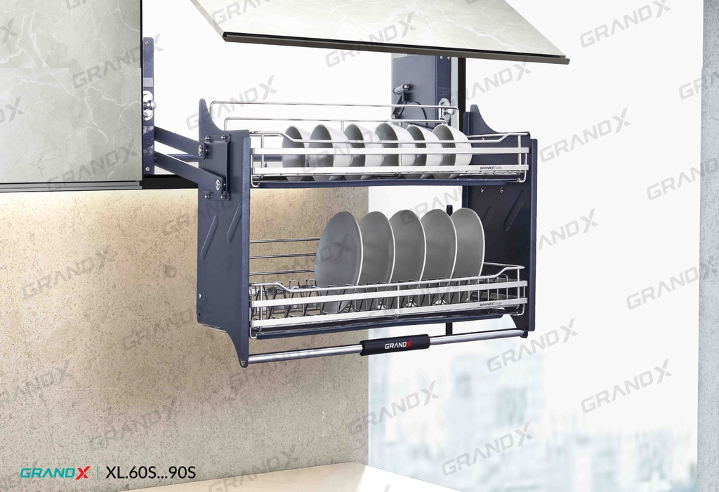 Giá Bát Nâng Hạ Nan Dẹt Khung Inox 304 GrandX XL.90S2