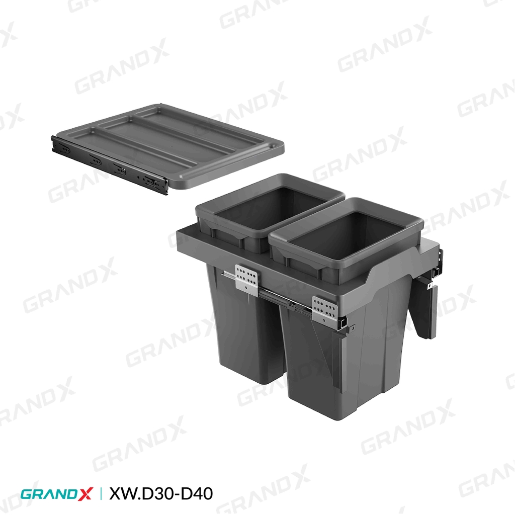Thùng Rác Đôi Cánh Kéo Âm Tủ GrandX XW.D40