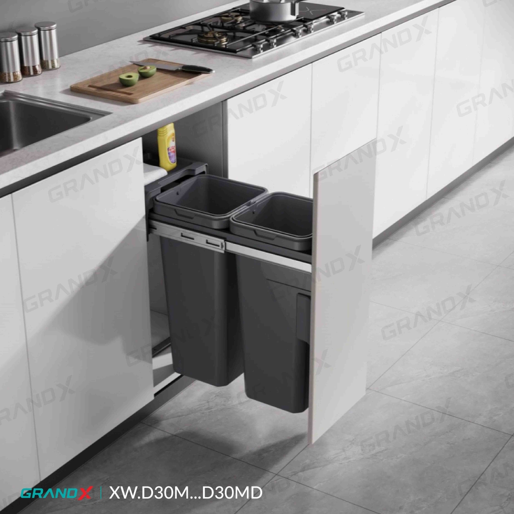 Thùng Rác Đôi Gắn Cánh Kéo Âm Tủ GrandX XW.D30M