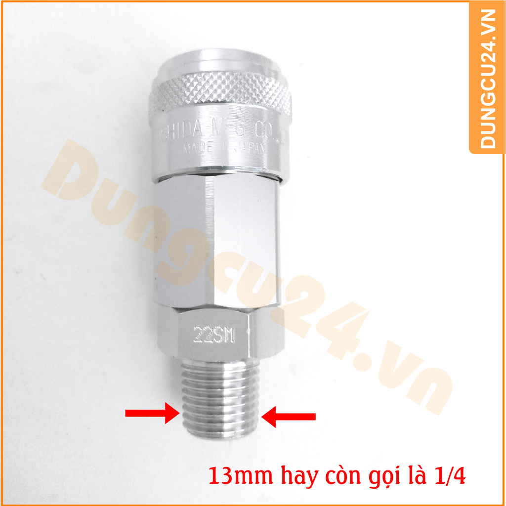 Khớp nối hơi tự động ren ngoài 13mm Yoshida YNL-22SM (ren ngoài 1/4-13mm)