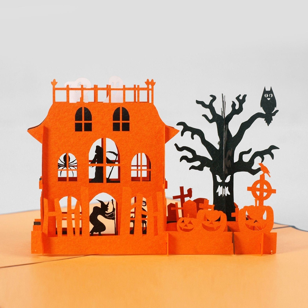 thiệp 3D lâu đài halloween
