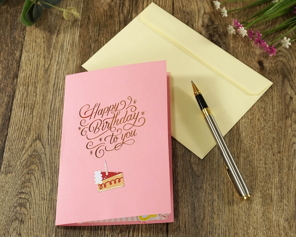 thiệp 3D hình bánh sinh nhật