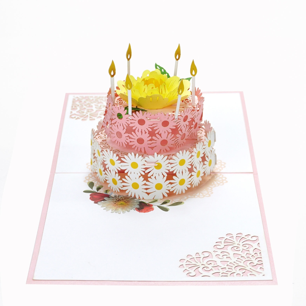 thiệp 3D bánh sinh nhật