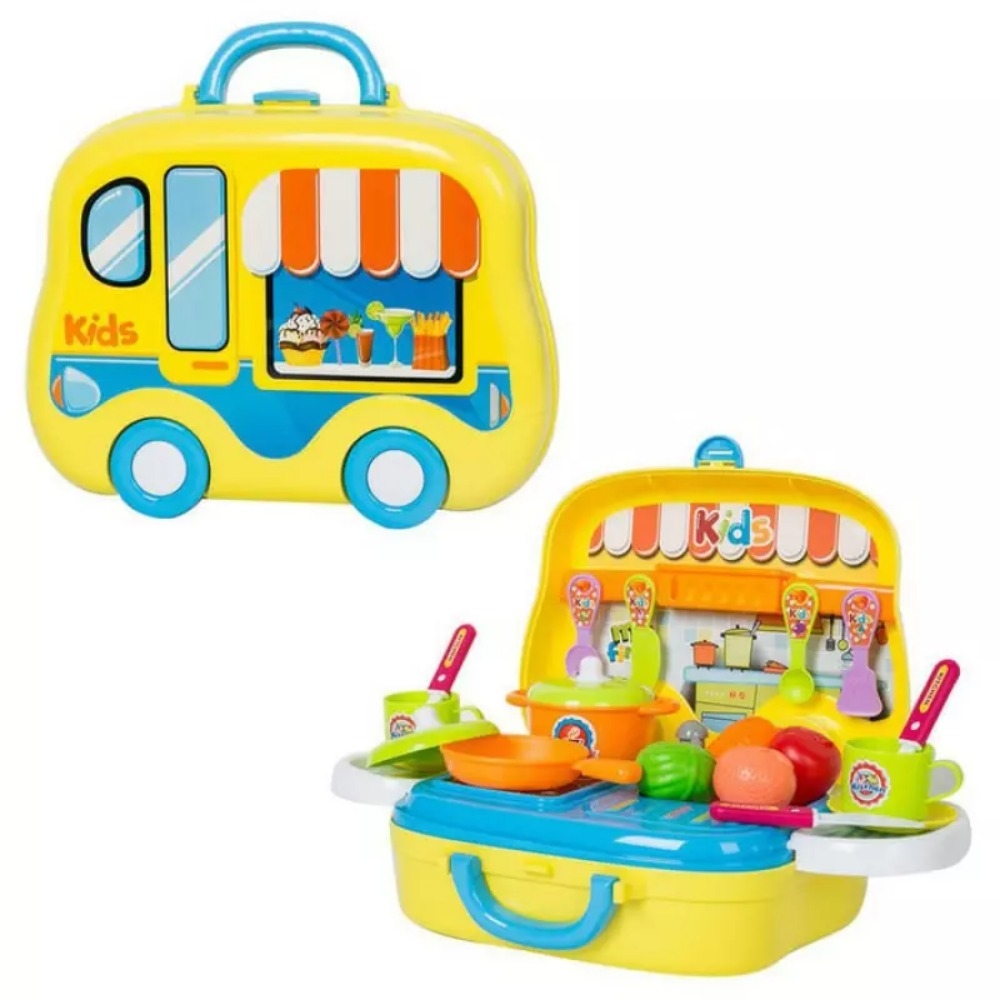 Va li đồ chơi bếp nấu ăn hình ô tô màu vàng Toys House 008-919