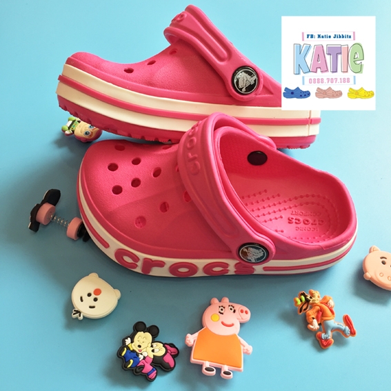 Dép cá sấu Crocs trẻ em Baya màu Hồng đậm