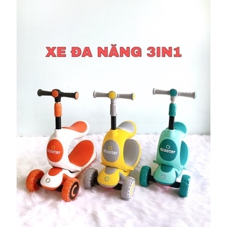 Xe Scooter, bập bênh, xe chòi chân 3 trong 1 đa năng CAYABE màu cam