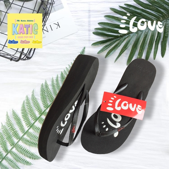 Dép kẹp nữ Feetlove 3 cm đen hình logo Feetlove