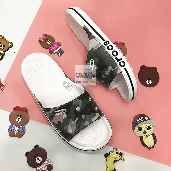 Dép cá sấu Crocs Baya quai ngang trắng CAMO xanh rêu