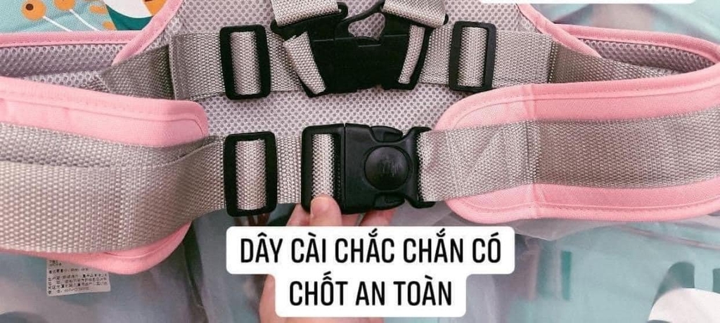 Đai đi xe máy an toàn phản quang cho bé CAYABE thỏ hồng