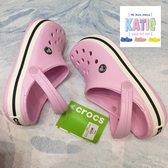 Dép cá sấu Crocs Band màu Hồng nhạt đế viền đen