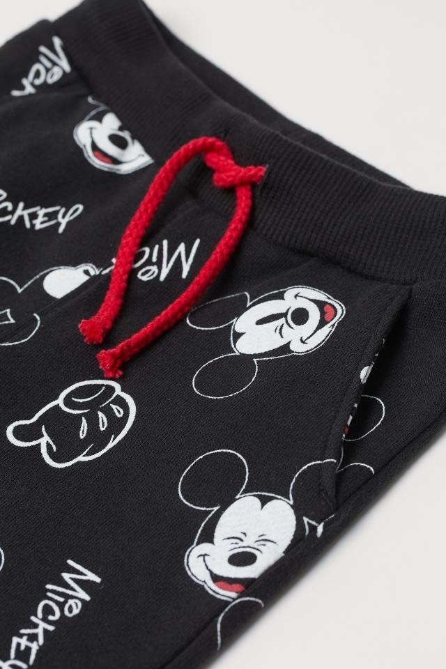 Bộ đồ thun bé trai chuột Mickey dài tay màu jogger đen