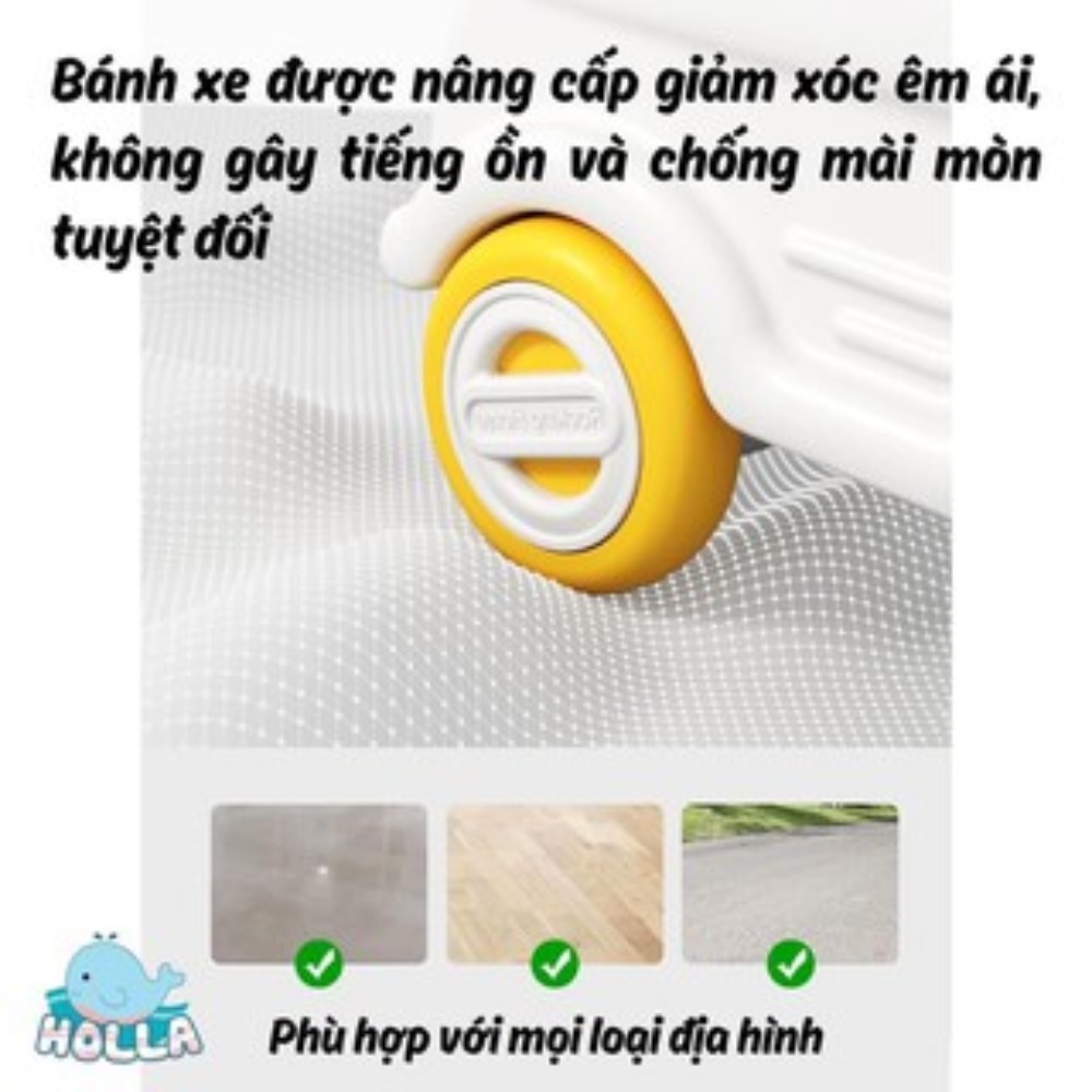 Bập bênh cho bé CAYABE Holla hình xe ô tô màu trắng kết hợp xe chòi chân cho bé