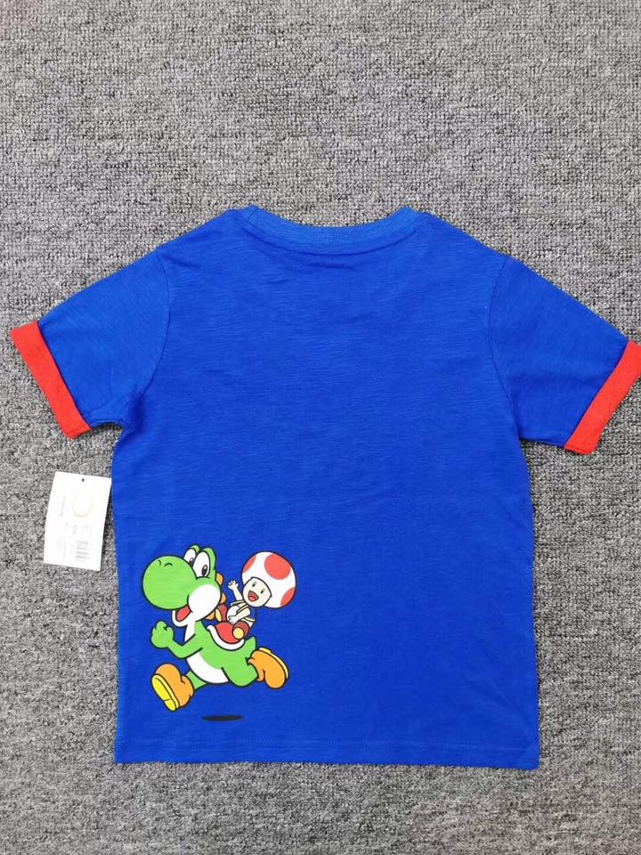 Áo thun bé trai Super Mario màu xanh dương