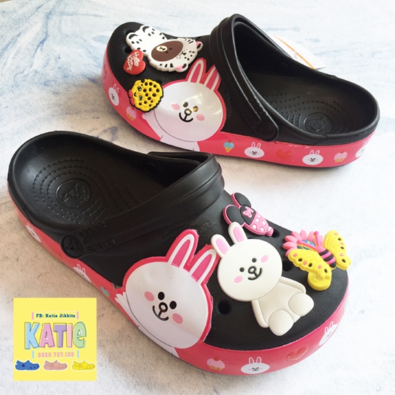 Dép cá sấu Crocs Band thỏ Line Friends màu đen