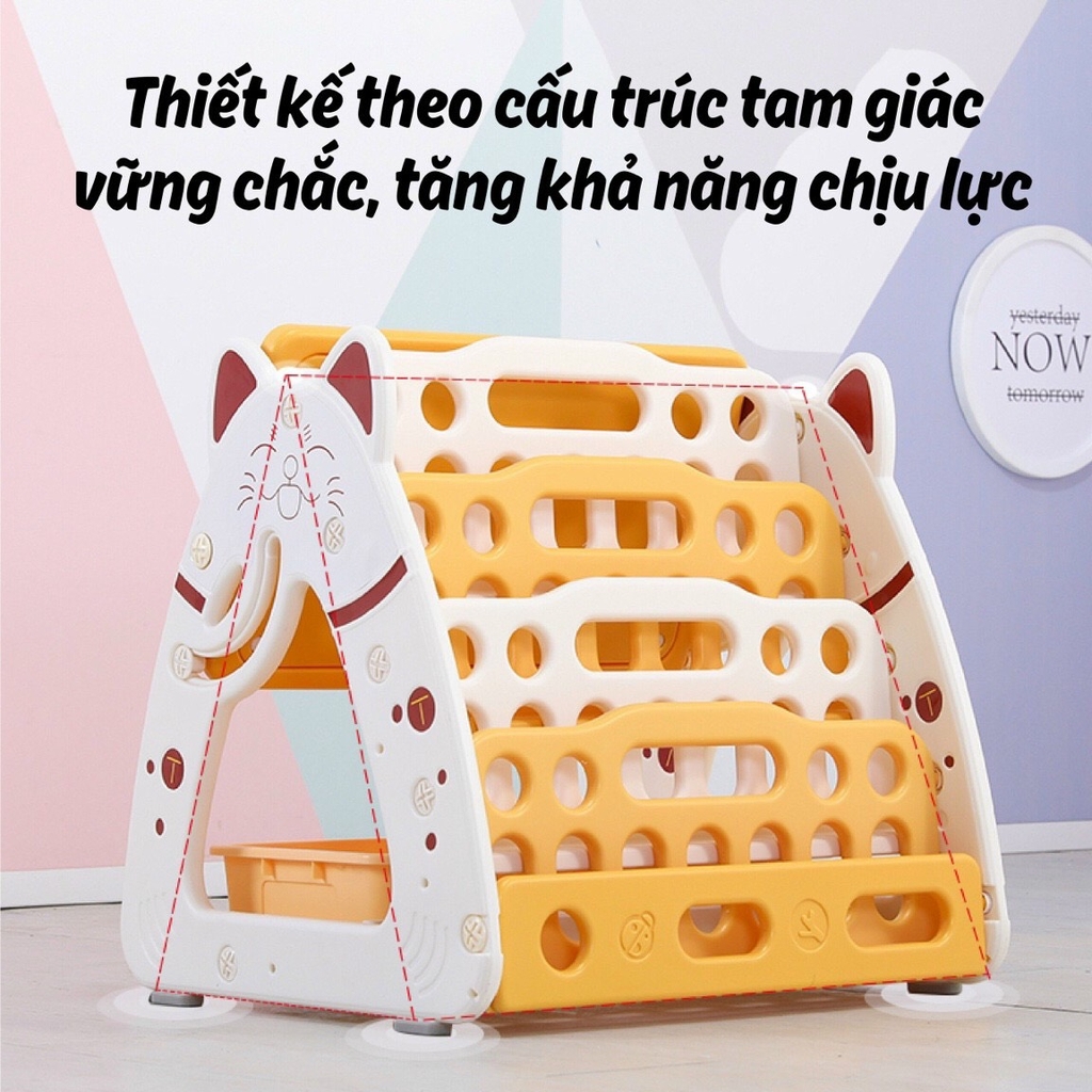 Bộ bảng vẽ - giá kệ sách - bàn học - ghế học mèo Kitty CAYABE Holla 4 trong 1 cho bé