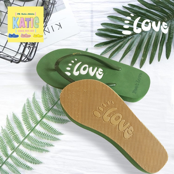 Dép kẹp nữ Feetlove 3 cm xanh lá hình logo Feetlove