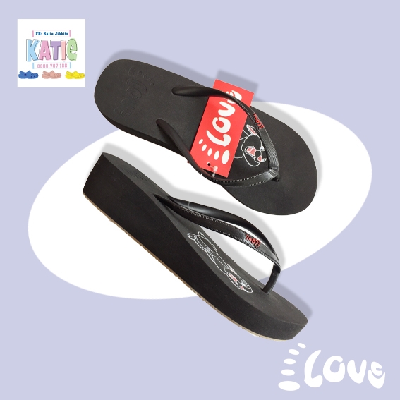 Dép Lào Feetlove 3 cm đen hình con thỏ