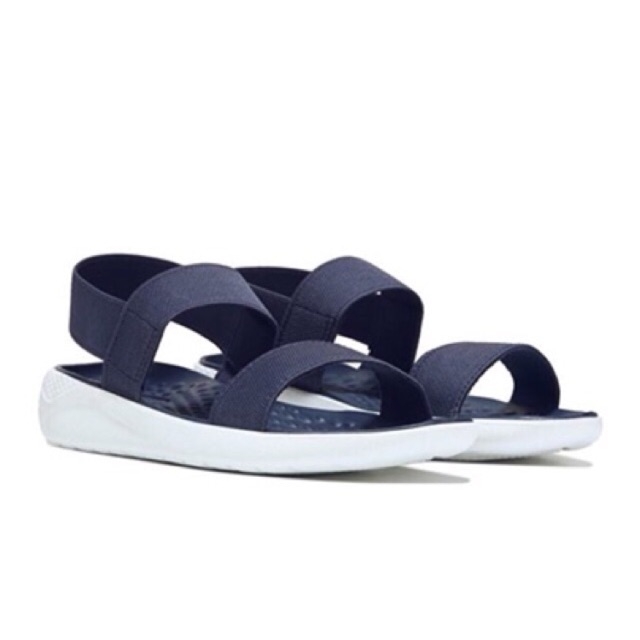 Giày sandal Crocs Literide màu xanh đen đế trắng