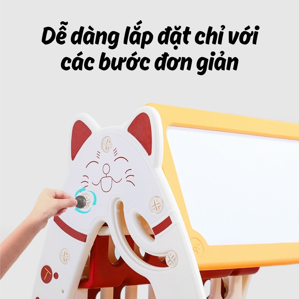 Bộ bảng vẽ - giá kệ sách - bàn học - ghế học mèo Kitty CAYABE Holla 4 trong 1 cho bé