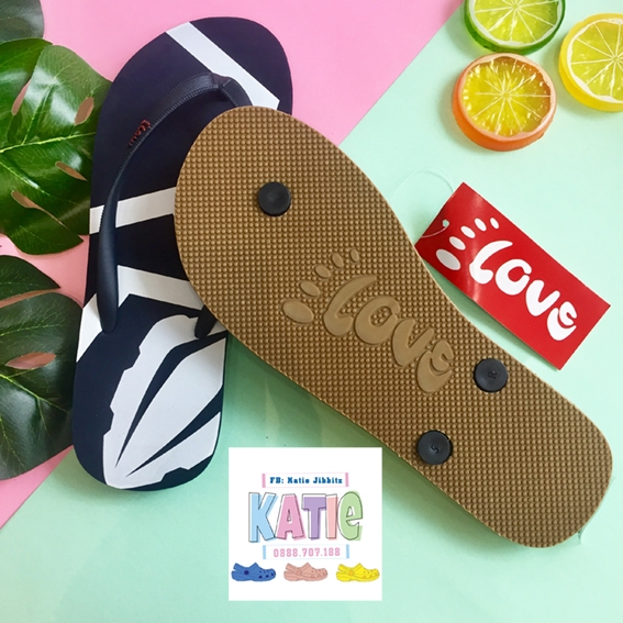 Dép Lào Feetlove 1 cm đen hình con kiến