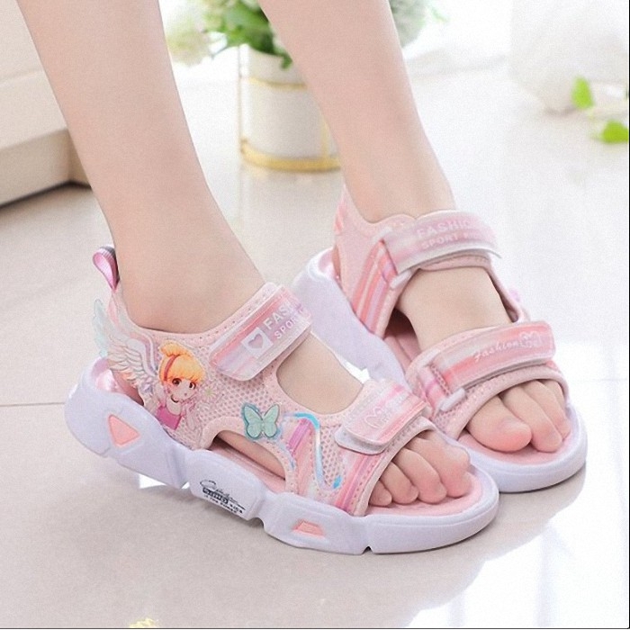 Giày sandal bé gái công chúa hồng nhạt có cánh