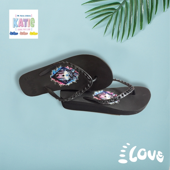 Dép Lào Feetlove 3 cm đen hình con sói