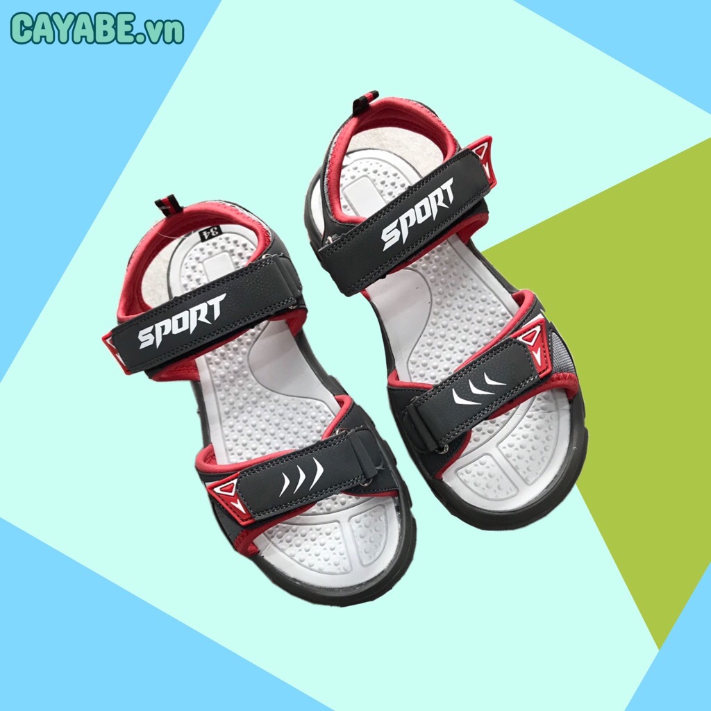 Giày sandal trẻ em màu xám phối đỏ phong cách thể thao