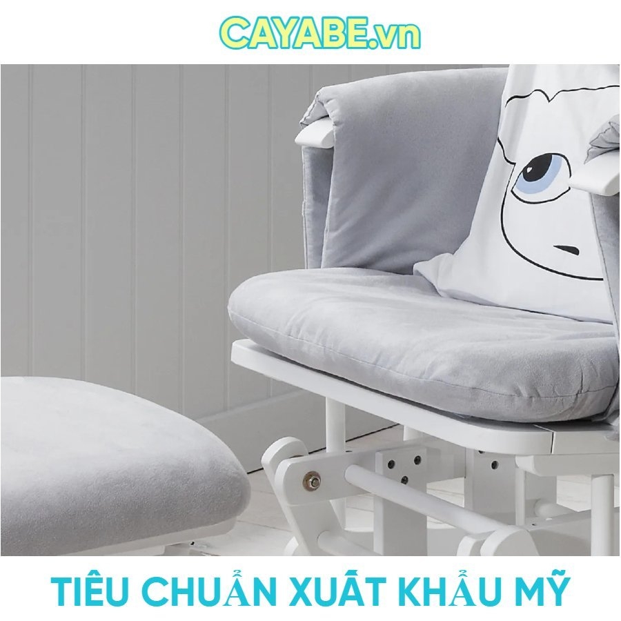 Ghế lắc thư giãn cho mẹ bầu và người lớn FINLEY 3 chức năng cực êm có chỉnh độ ngả lưng, có khóa GL003 - Khung trắng nệm xám (58B)