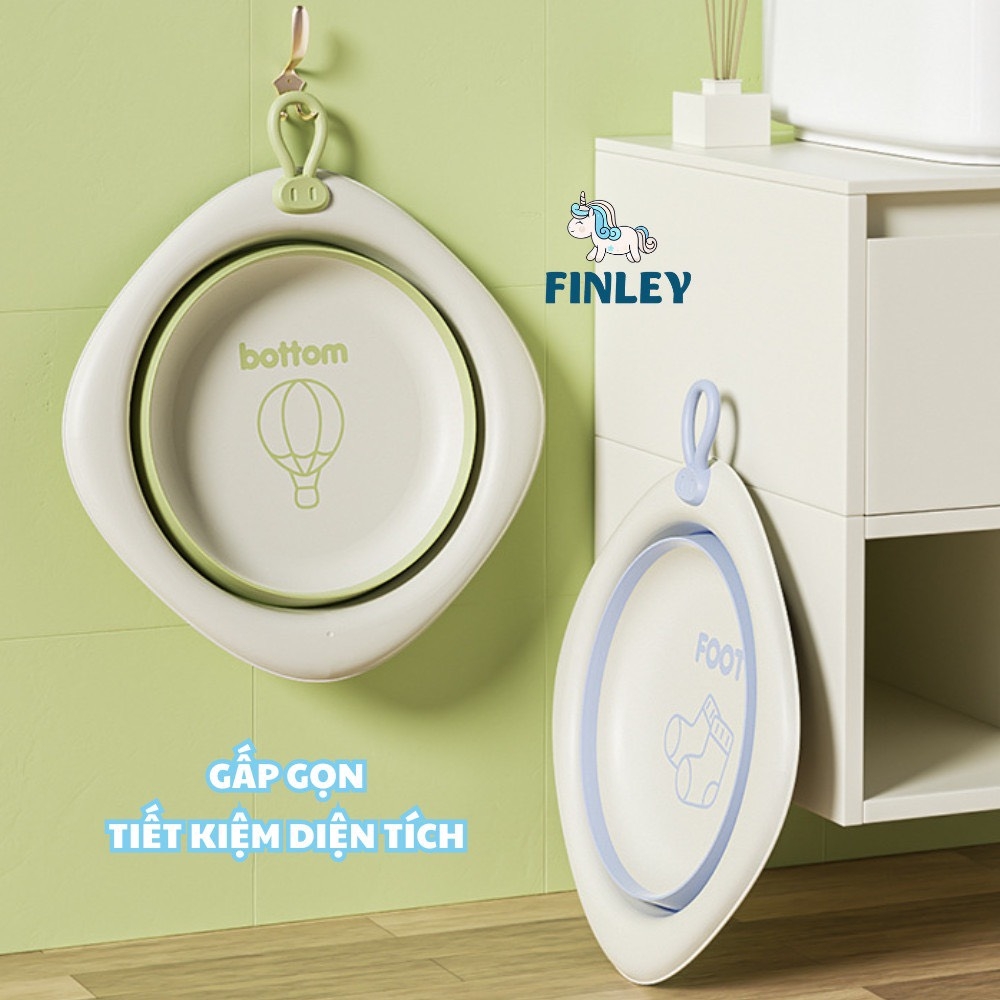 Thau chậu rửa mặt cho bé gấp gọn BABY FINLEY màu Xám - Xanh mint - Tím pastel (FL-0112)