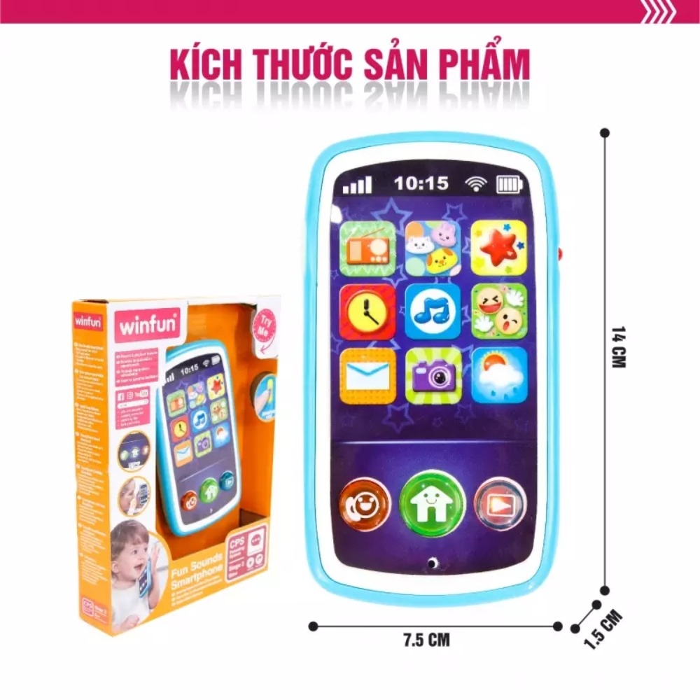 Đồ chơi điện thoại thông minh Winfun cho bé âm thanh vui nhộn, có thể ghi âm 0740