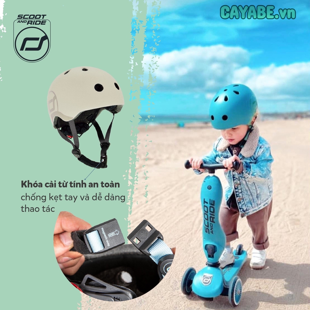 Mũ bảo hộ đội đầu cho bé Scoot and Ride đi xe đạp, xe scooter, chơi thể thao (màu xanh - Kiwi) - size XXS/ S