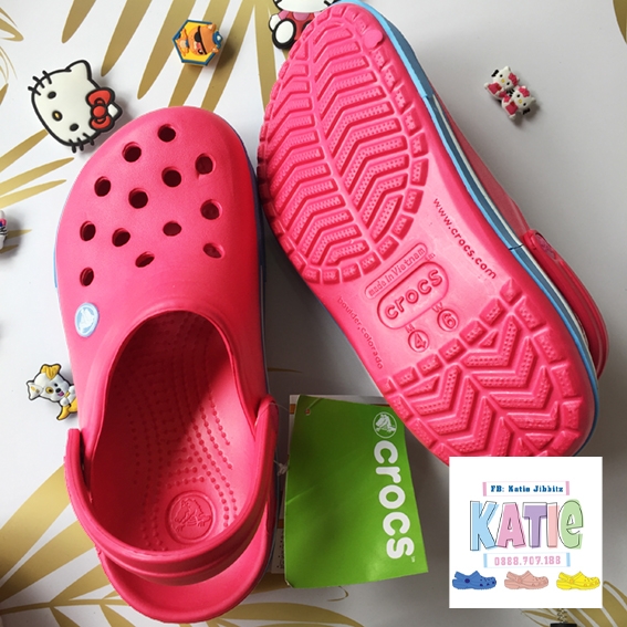 Dép cá sấu Crocs Band 2.5 màu Hồng đậm đế xanh