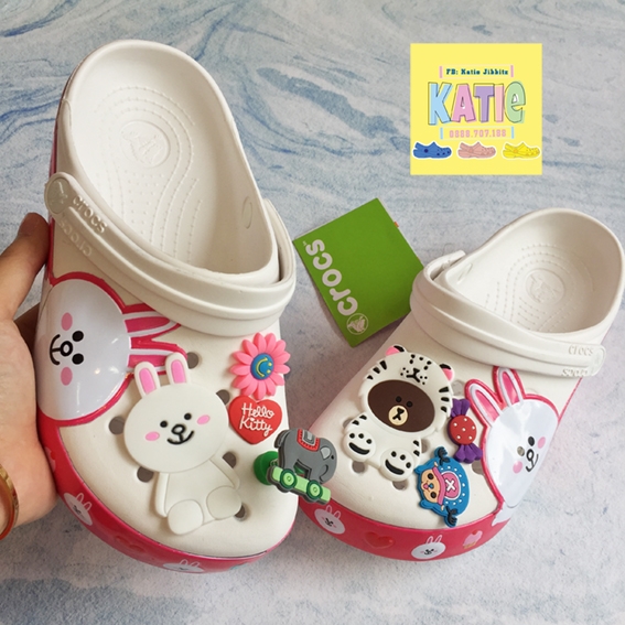 Dép cá sấu Crocs Band thỏ Line Friends màu trắng