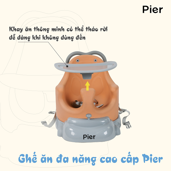 Ghế ăn đa năng cao cấp CAYABE Pier màu cam