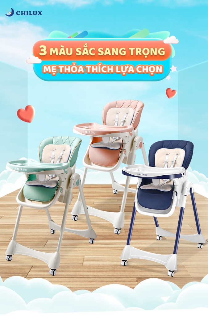 Ghế ăn dặm đa năng Chilux Grow V màu xanh mint cho bé - điều chỉnh độ cao và ngả lưng 5 cấp độ