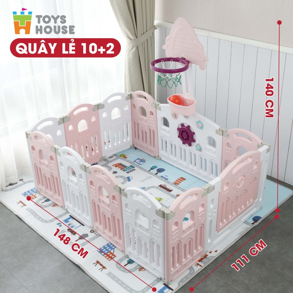 Quây bóng hình máy bay Toyshouse WM19086-QBB (10+2) gồm thảm và cột bóng rổ màu xanh