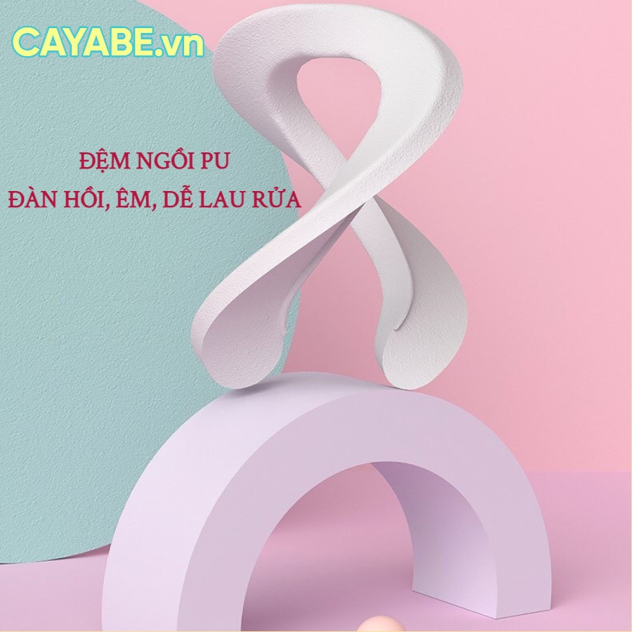 Bô vệ sinh cho bé vịt con CAYABE có tay vịn an toàn và đệm ngồi êm ái màu vàng / hồng