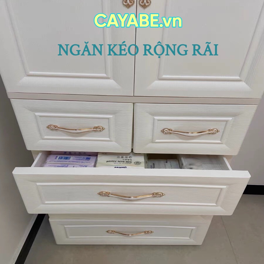 Tủ nhựa 5 tầng cho bé và gia đình CAYABE vân gỗ Hàn Quốc treo quần áo, đựng đồ dùng cao cấp màu kem beige