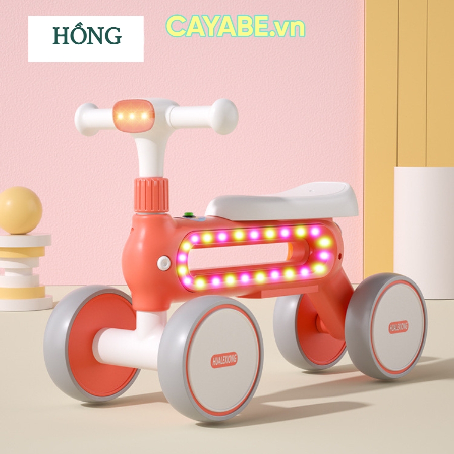 Xe chòi chân cho bé CAYABE Candy có đèn, nhạc màu xanh dương - hồng - xanh lá - cam