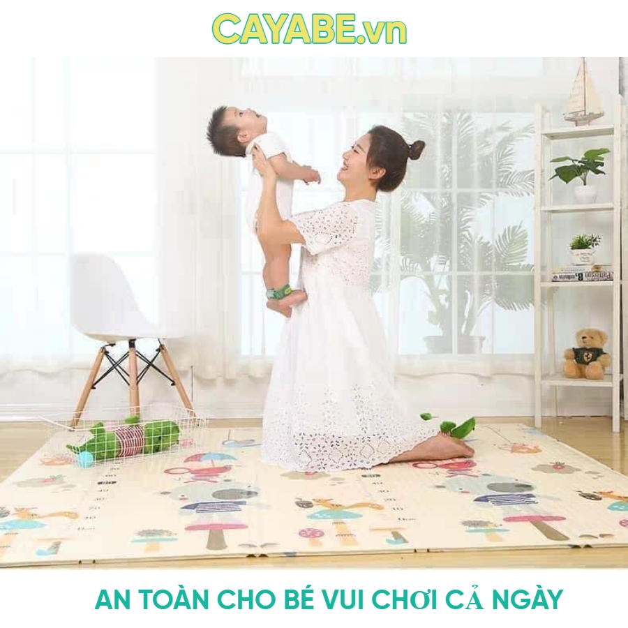 Thảm gấp gọn XPE CAYABE 2 mặt an toàn cho bé - Thế giới động vật (180x200x1 cm)