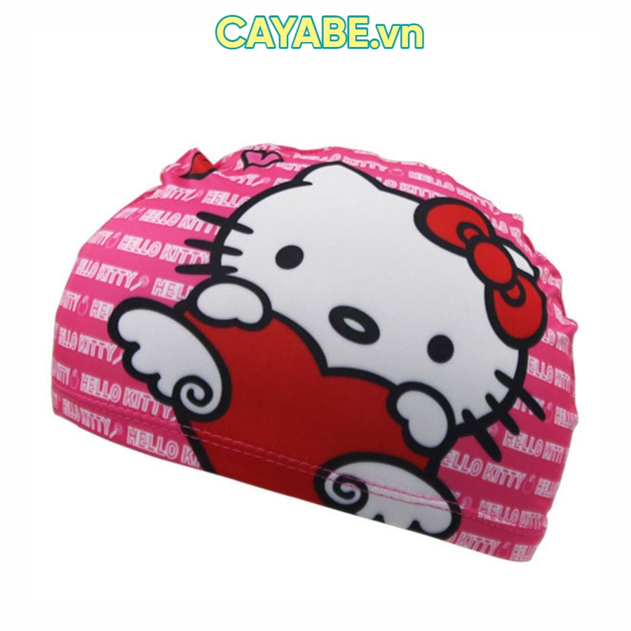 Mũ bơi trẻ em CAYABE mèo Hello Kitty màu hồng cho bé