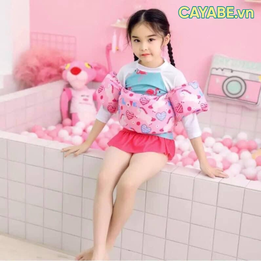 Phao bơi cho bé CAYABE heo Peppa Pig hồng (phao tay kèm phao đỡ ngực cho trẻ em)