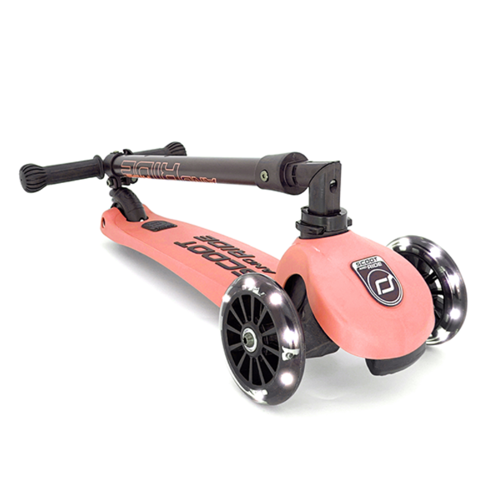 Xe scooter trẻ em Scoot and Ride Highwaykick 3 bánh xe có đèn LED cho bé (màu cam đào - Peach)