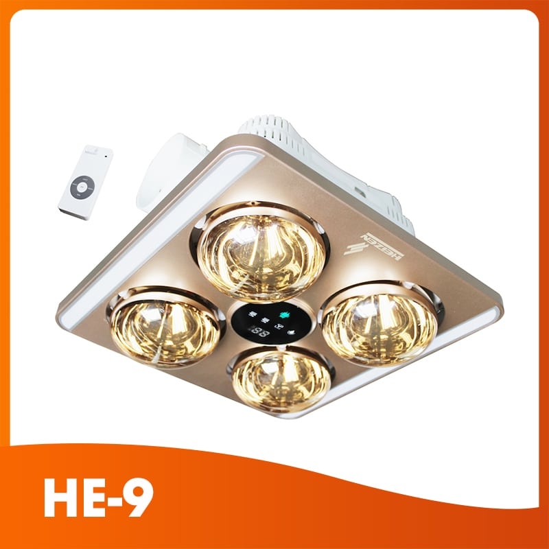 Đèn sưởi nhà tắm 4 bóng âm trần Heizen LED HE9 - Điều khiển từ xa ...