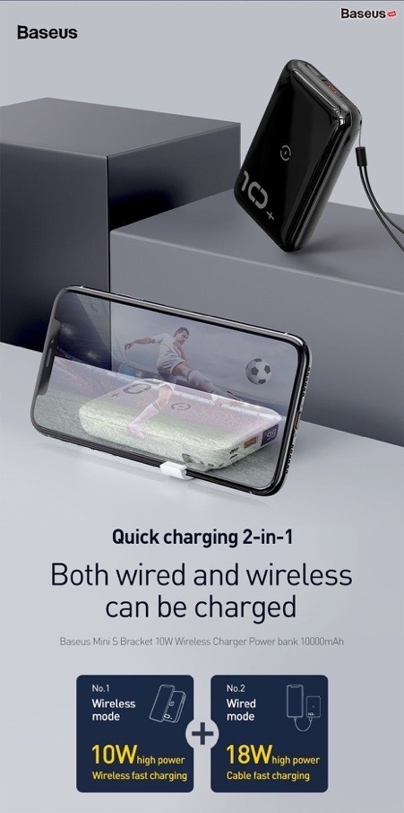 Pin dự phòng tích hợp sạc nhanh không dây Baseus Mini S Bracket 10,000mAh 18W PD