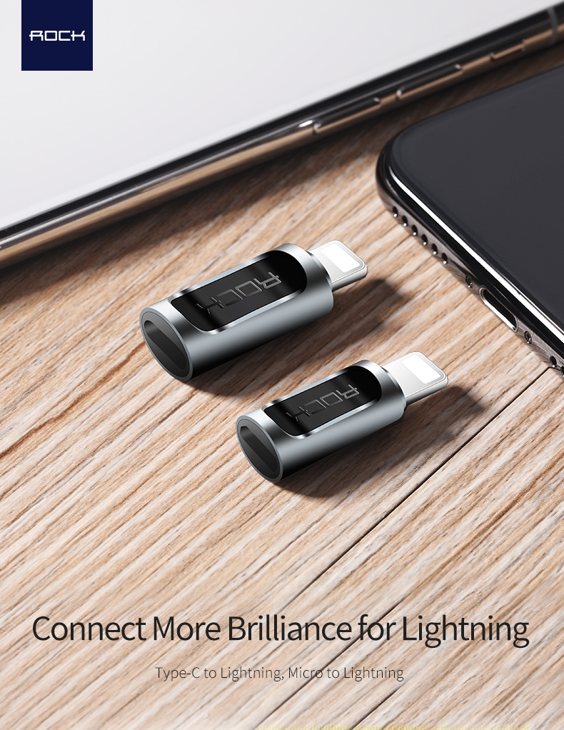 Adapter chuyển đổi Lightning to usb C Rock RCB0605 Nam Phụ Kiện